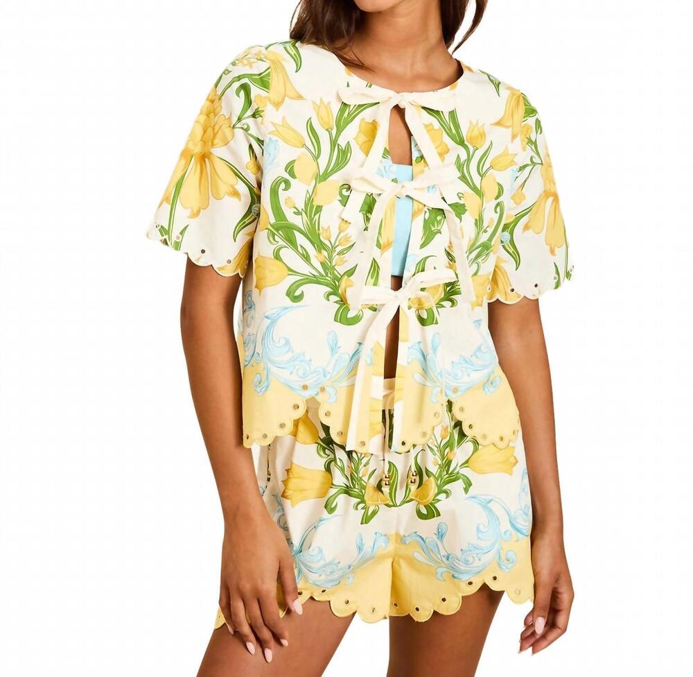 NEW MESTIZA NEW YORK baja convertible tie front top in yellow blue